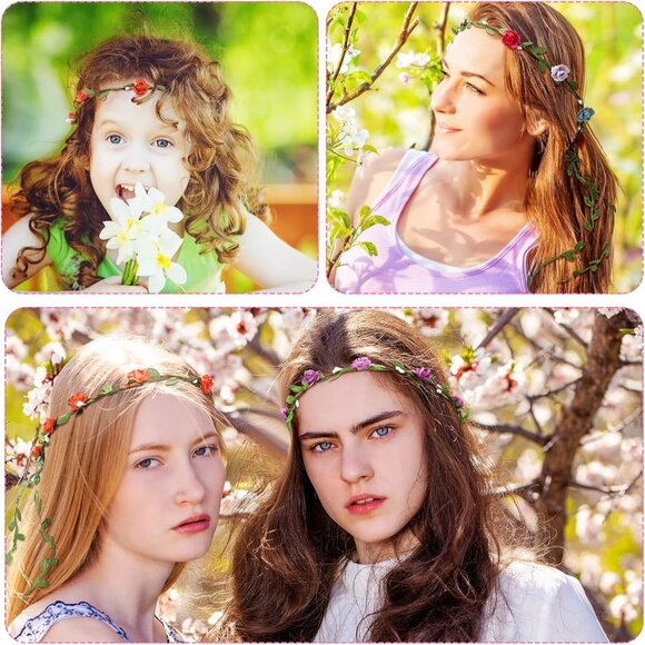 Assorted Flower Crown Headbands for Women Girls Bohemian Garlands 100 Pack - Picture 5 of 7